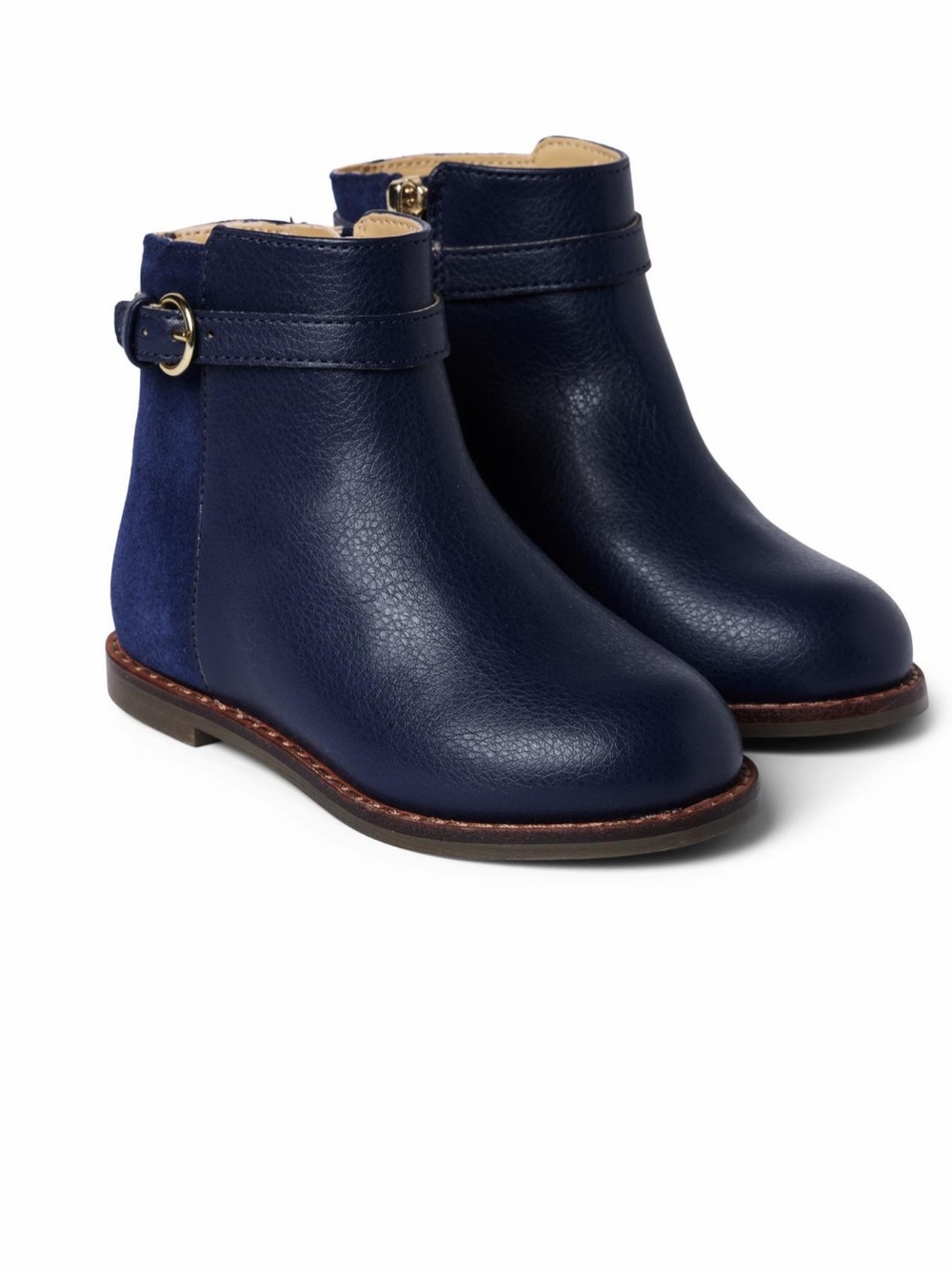 Janie and Jack Navy Blue Leather & Suede Booties Girls Size 10 Ankle Boots NWOT